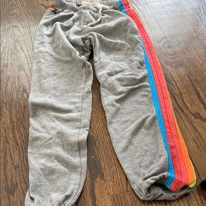 Aviator nation Gray Sweatpants with Rainbow Side Stripes